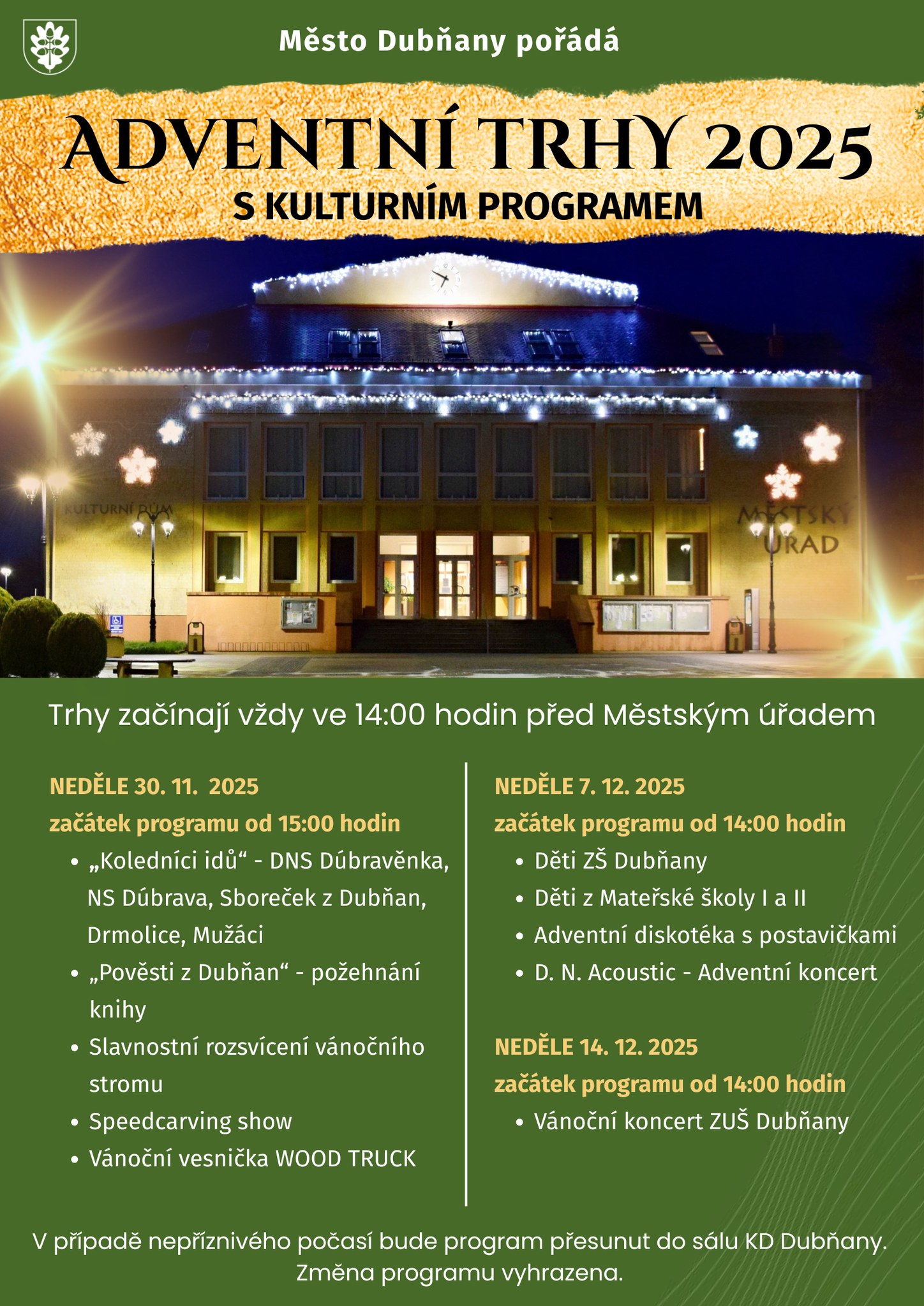 Vánoční koncert ZUŠ Dubňany - před Městským úřadem Dubňany